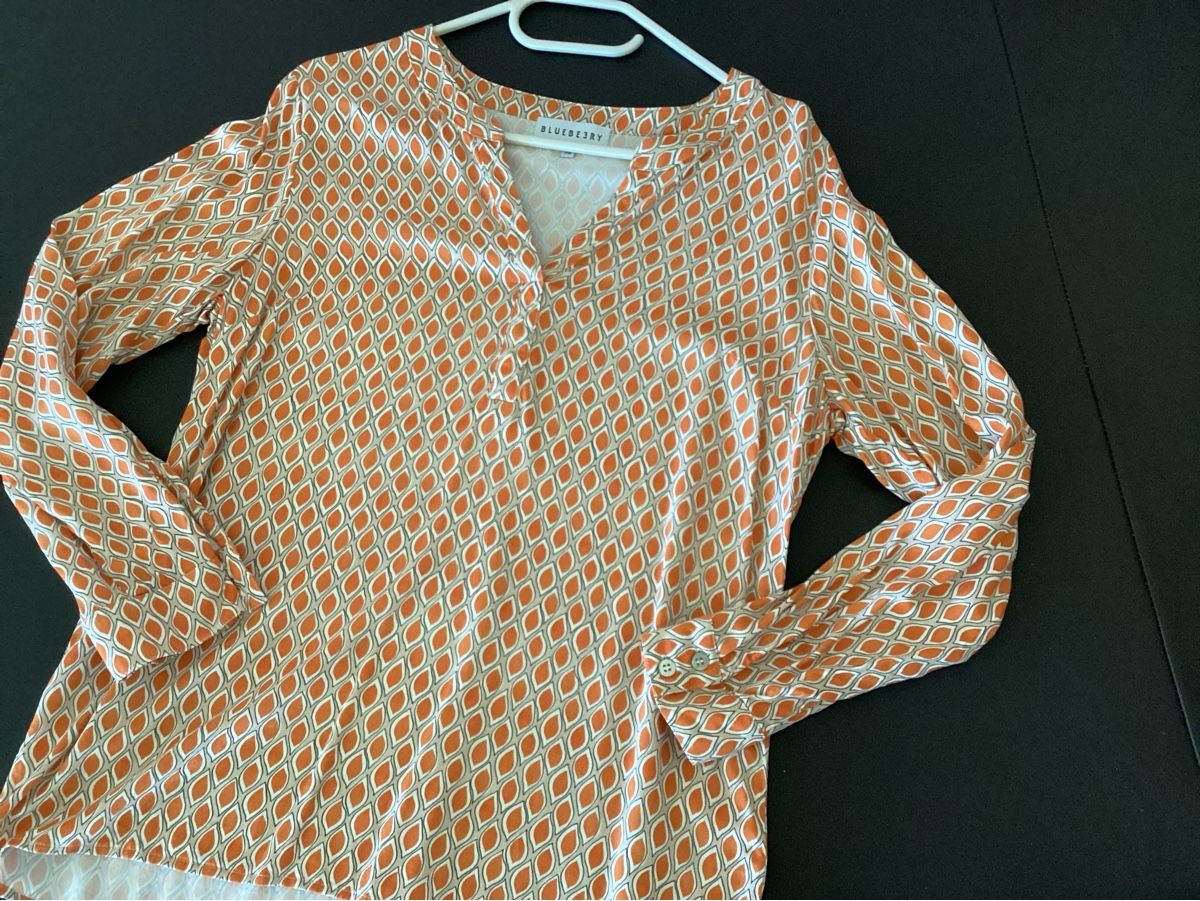Chemisiers: Bluse Blueberry orange gemustert Groesse 38 – Neuf (Voir description) à Cham par Lanza08 2
