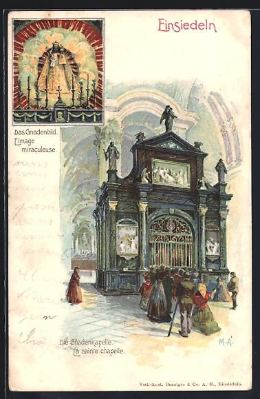 Cartoline postali: Einsiedeln, Gnadenkapelle, Gnadenbild – Usato da Berlin venduto da bartko-reher