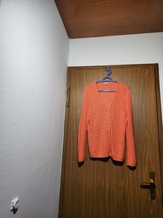 Cardigan Alba Moda orange 100% coton taille 46