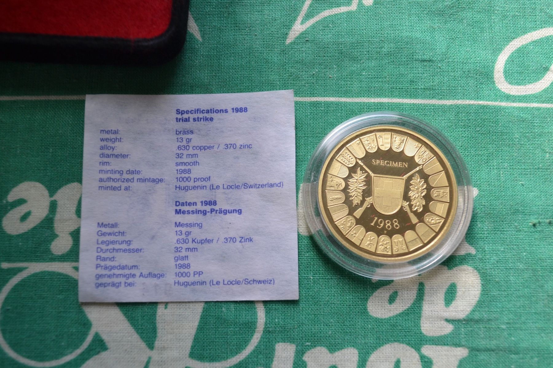 Alle Münzen: Médaille Tir 1988 Spécimen Laiton – Gebraucht aus Renens VD von Doidefee 1
