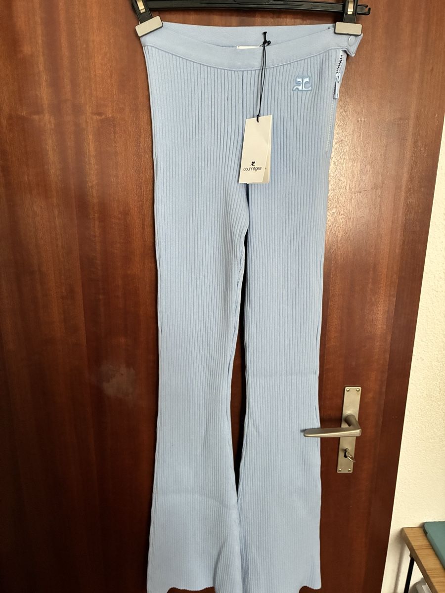 Pantalons: Courreges pants light blue size XS ribbed knit – Neuf (Voir description) à Zürich par fed_25dg