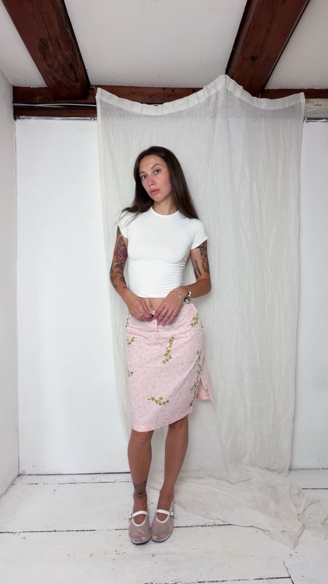 Gonne: Pink cotton midi skirt  – Usato da Knonau venduto da Grapesvintage