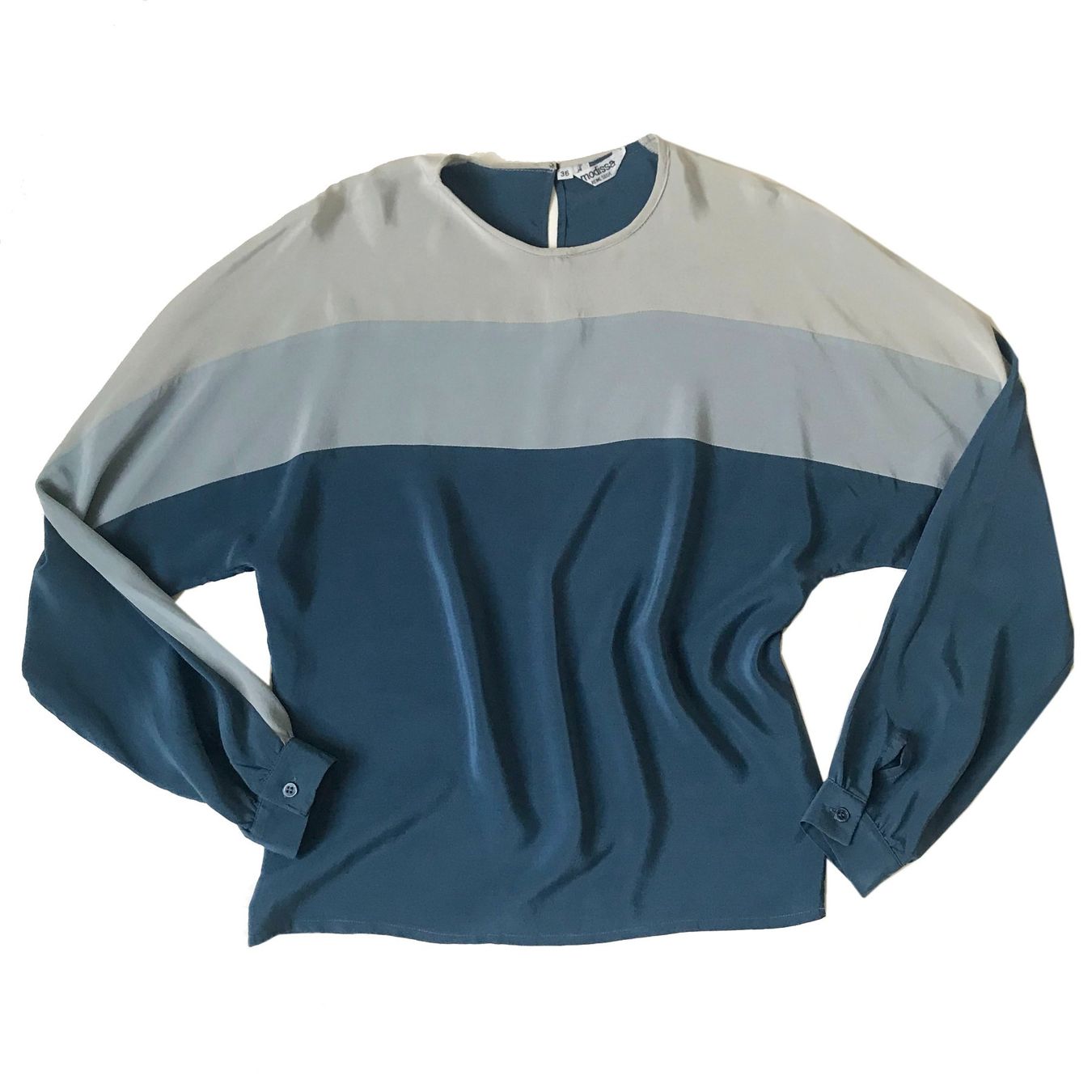 Modissa Blusen: Bluse Seide Gr. S modissa Colour Blocking VINTAGE 1970s – Gebraucht aus Brüttisellen von Buxus 1
