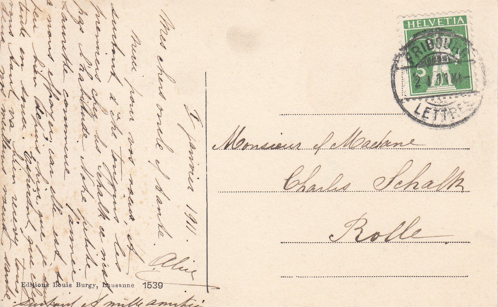 Cartoline postali: Fribourg 1911 – Usato da Bürglen TG venduto da StampGraf 1