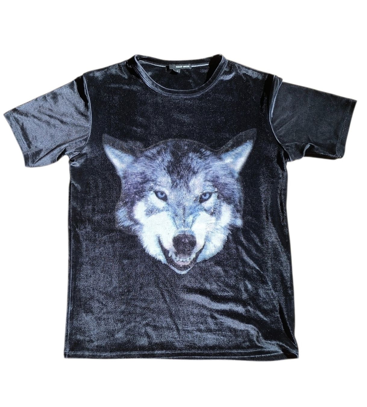 Tally Weijl T-Shirts: Schwarzes Samt T-Shirt Wolf Grösse S - Emo, Gothic, Punk  – Gebraucht aus Gettnau von Immortal_