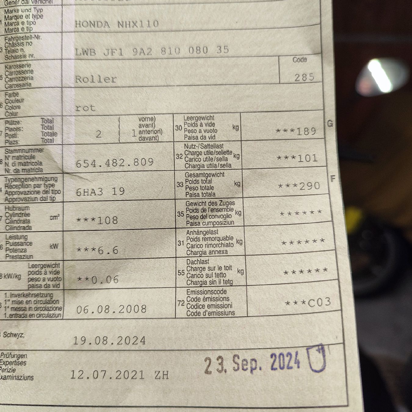 Scooter: Honda NHX110 Roller rot – Difettoso da Wangen SZ venduto da mystorage 4
