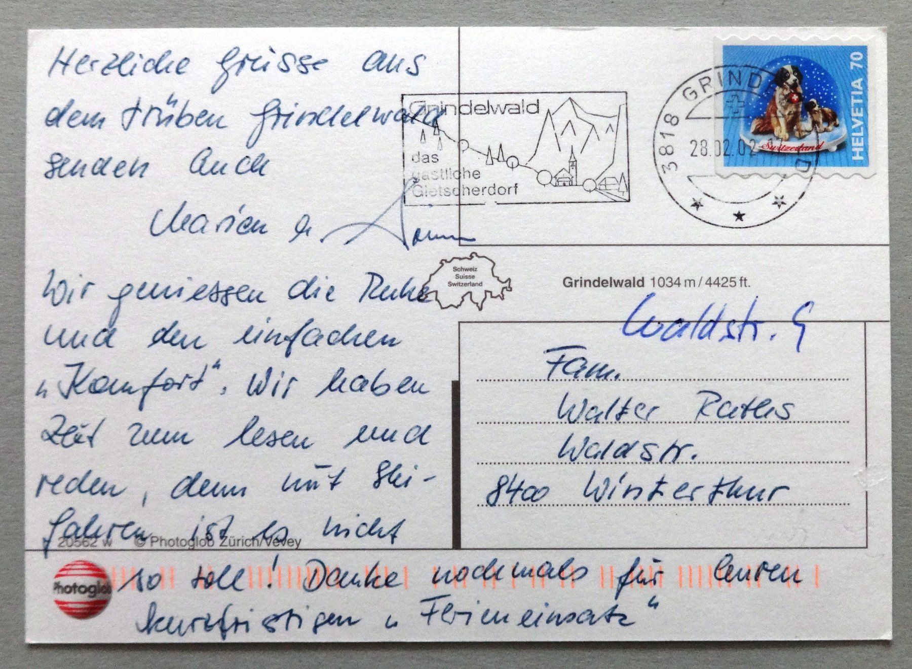 Ansichtskarten: Grindelwald 1034 m – Gebraucht aus Fétigny von Billy2miny 1