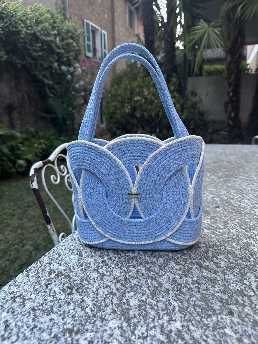 Borse da donna: Borsa piccola blu con corda bianca nuova – Nuovo e nell'imballaggio originale da Lugano venduto da Nicky-made9 3