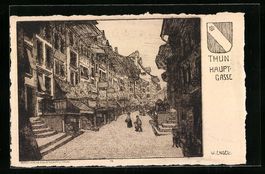 Thun, Strasse Hauptgasse mit Passanten