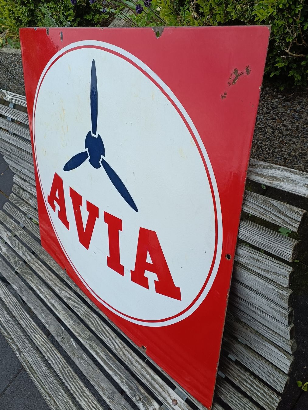 Avia Insegne: Grosses doppelseitiges original Emaille Schild / AVIA – Usato da Brugg AG venduto da Ente015 4