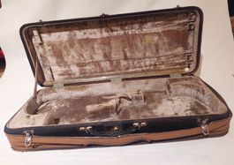 schöner, alter Violin Doppelkasten, rel. leicht + Stoffhülle