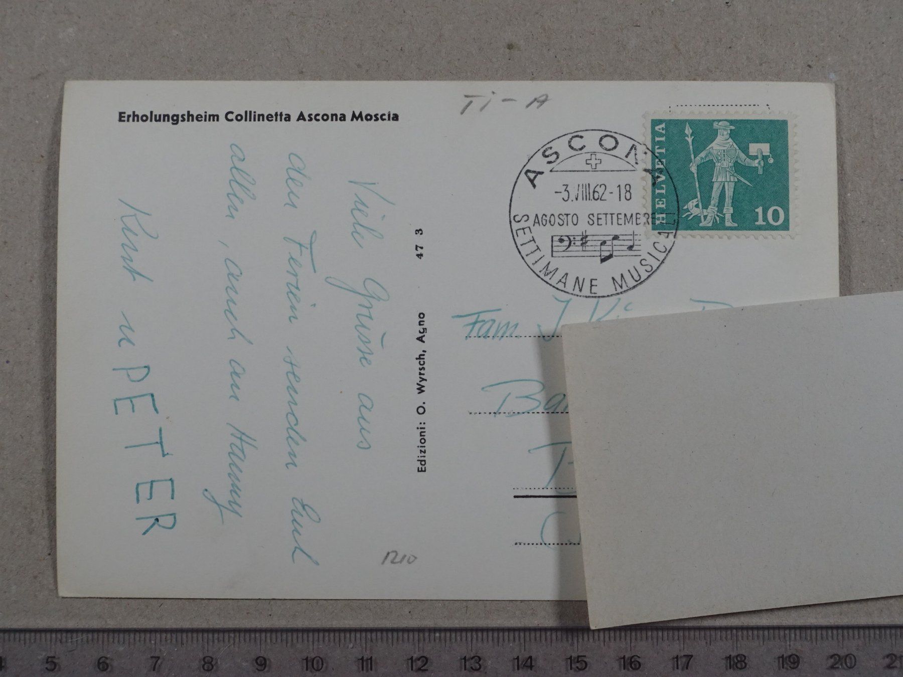 Ansichtskarten: Ascona, Erholungsheim Collinetta, 1962 – Gebraucht aus Lenzburg von fh1 1
