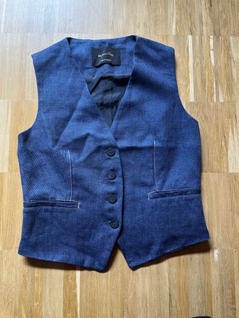 Massimo Dutti Gilet Weste Leinen Anzugweste Oberteil