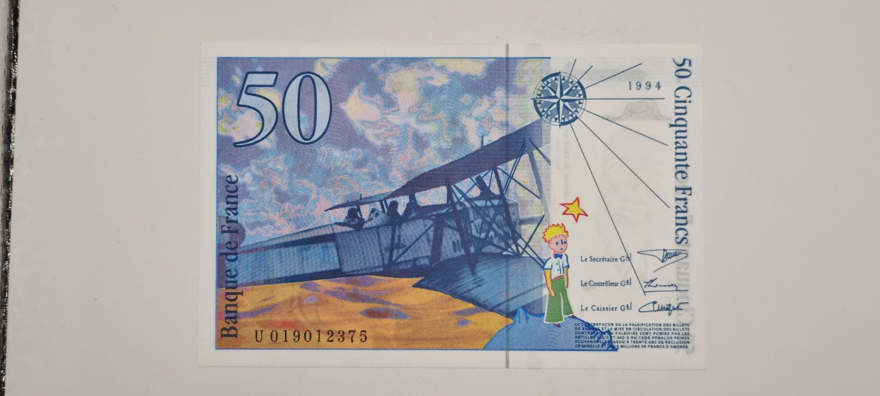 Banconote: France Note 50 FF 1994 ungefaltet – Nuovo e nell'imballaggio originale da Bure venduto da chap981 1