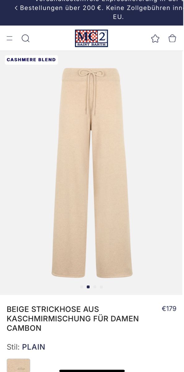 MC2 Saint Barth Pantaloni: MC2 Saint Barth Kaschmirhose Beige, Gr. S – Usato da Luzern venduto da ann_68zg 1