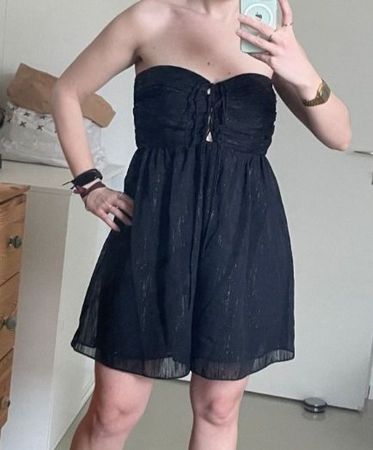 Combi-short noir brillant Mango neuf M | Jumpsuit glänzend M