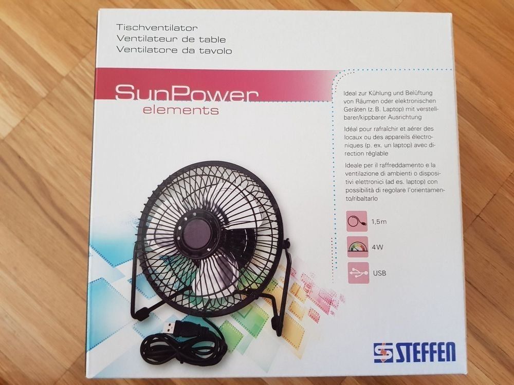 Ventilateurs: Tischventilator SunPower, USB 4W - NEU, Steffen – Neuf avec emballage d'origine à Wängi par Thurgauer98