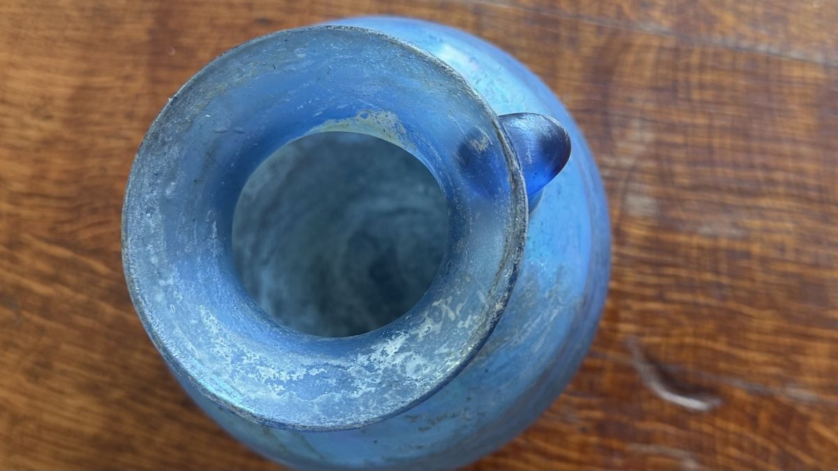 Murano Caraffe: Murano scavo einhenkliger Krug blau – Usato da Riedholz venduto da Frettchen63 5