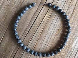 SCHNEEFLOCKENOBSIDIAN  KUGELN 8,2mm  LÄNGE 30cm
