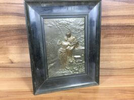 Altes Bild die Liebenden Relief mit Bronzeoptik