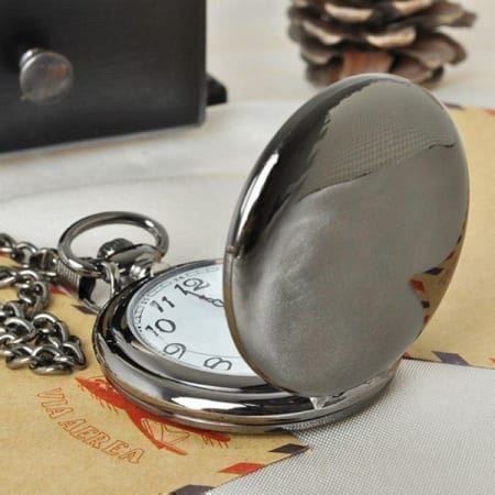 Orologi: Taschenuhr schwarz mit Kette – Nuovo e nell'imballaggio originale da Diepoldsau venduto da preisparadies-ch 1