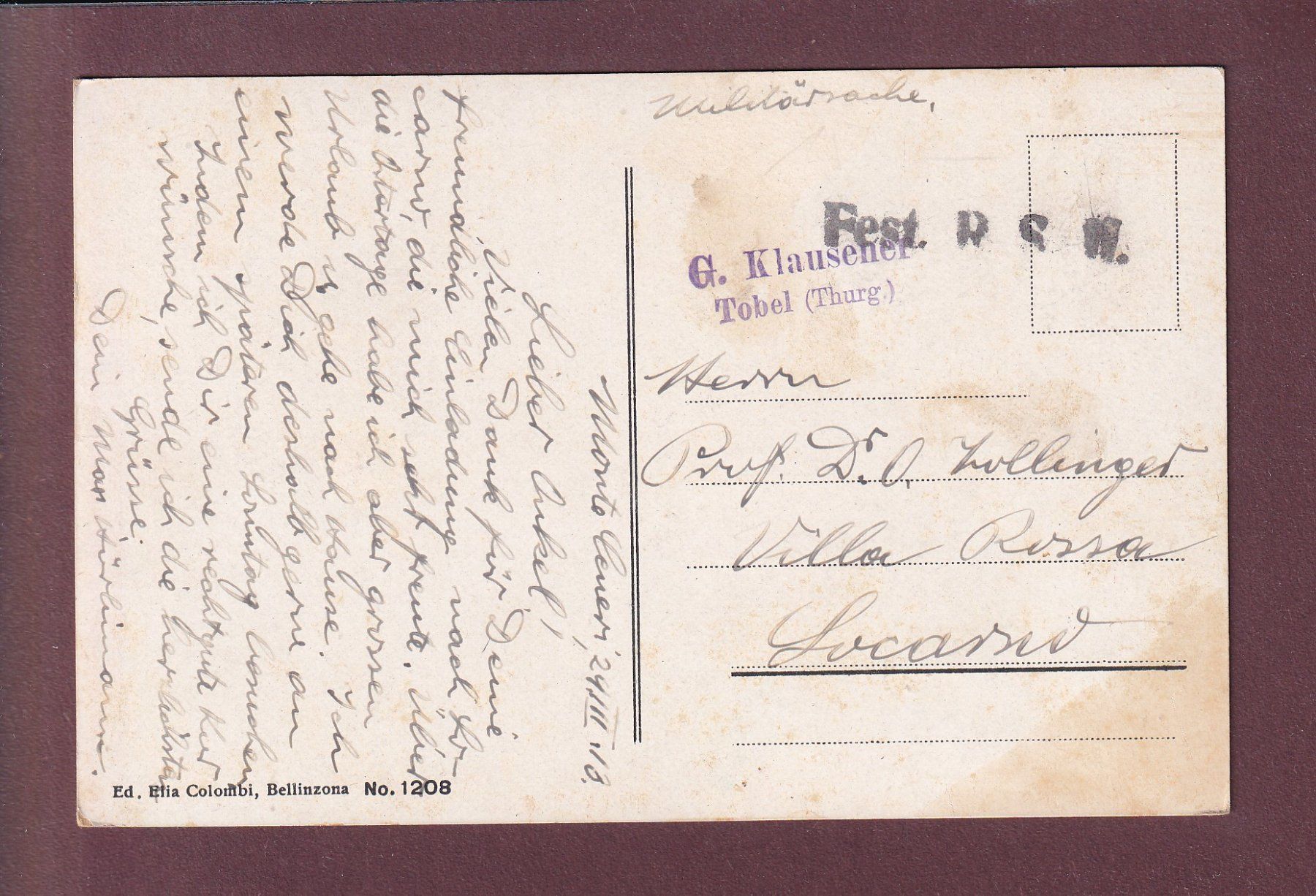 Ansichtskarten: BELLINZONA - I tre Castelli - 1918 Feldpost – Gebraucht aus Pully von nicecards 1
