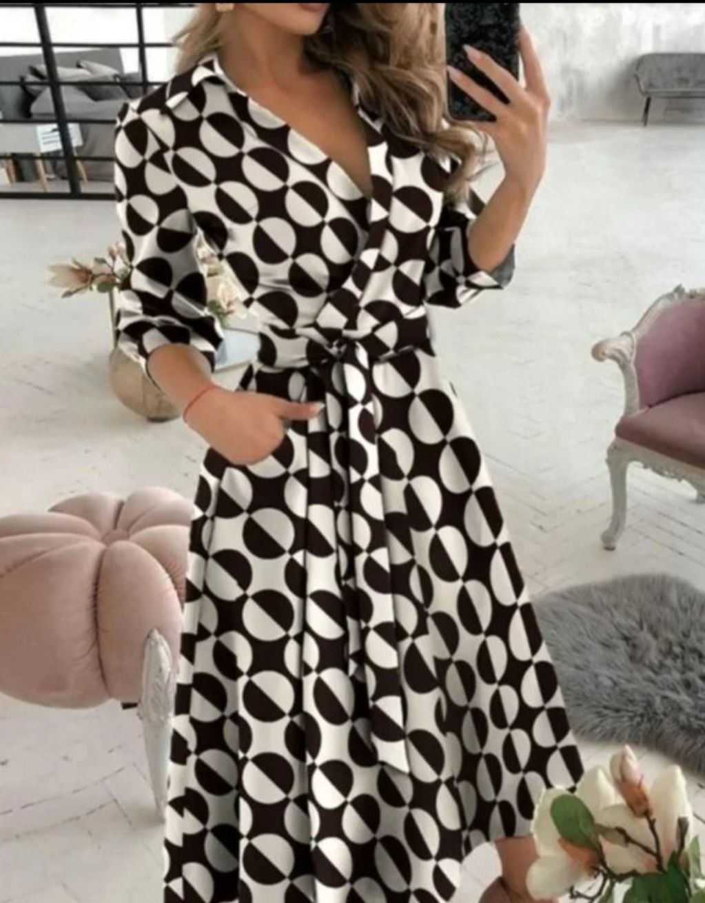 Vestiti: Sommerkleid lang, mit geometrischem Muster, Grösse M  – Usato da Büren NW venduto da nie_k6382