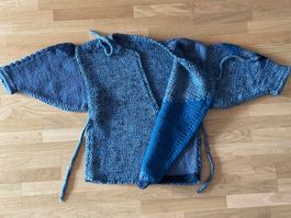 💝 Strick Jacke / Wickeljacke, Wolle M/L blau handmade 🧶🍃
