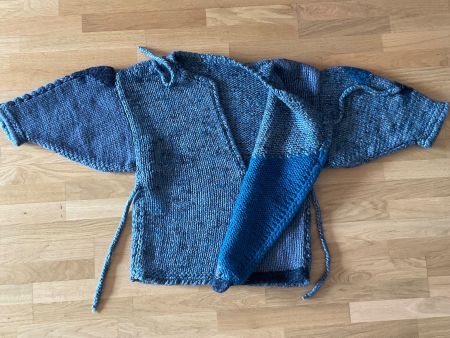 💝 Strick Jacke / Wickeljacke, Wolle M/L blau handmade 🧶🍃