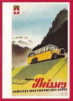 POSTAUTOS, SERVICES D'AUTOCARS, PTT, PLAKAT-REPRODUKTION