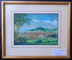 WINTERTHUR - GESAMTANSICHT. AQUARELL, UM 1850. GERAHMT