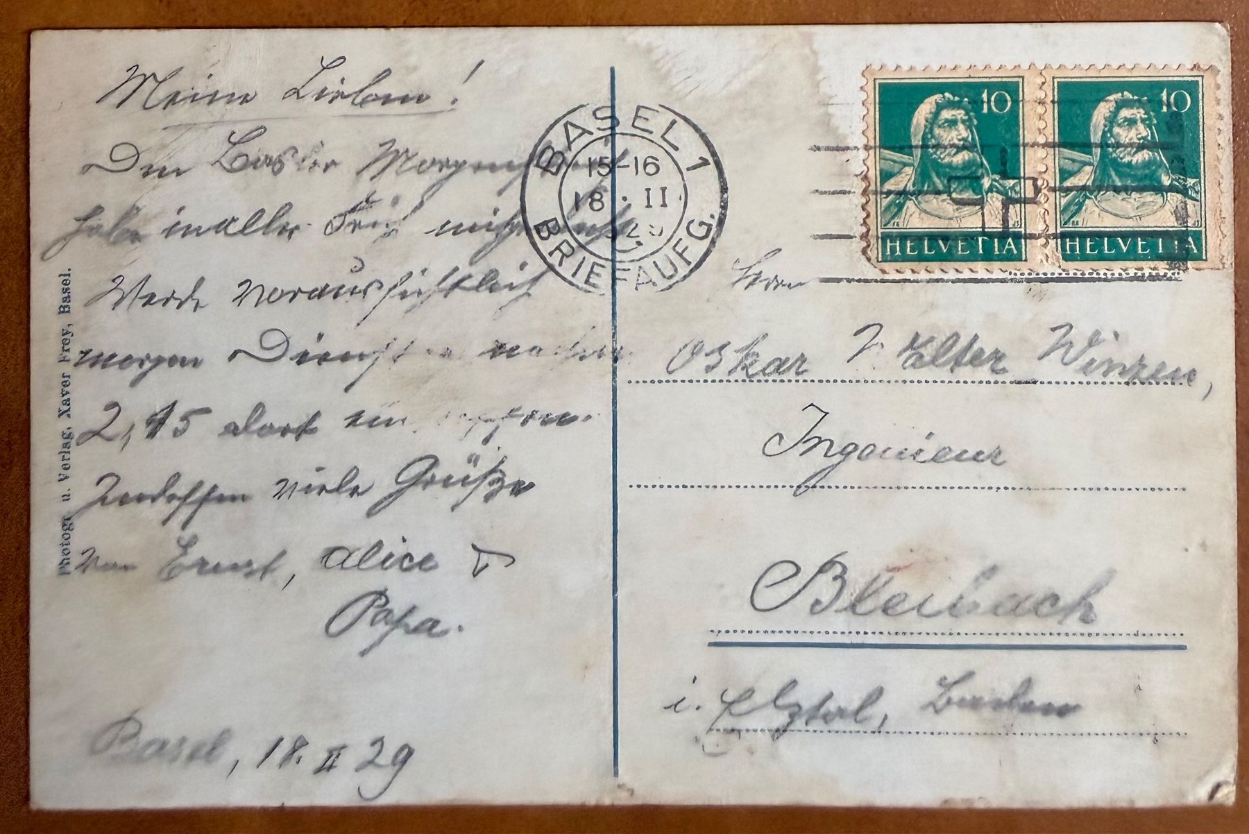 Cartoline postali: Basel - 1929 – Usato da Lutry venduto da Ediego 1