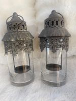 Teelichthalter Glas Metall 2er Set guter Zustand