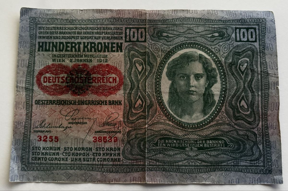 Banconote: Österreich 100 Kronen 1912 – Usato da Algetshausen venduto da Carrhard
