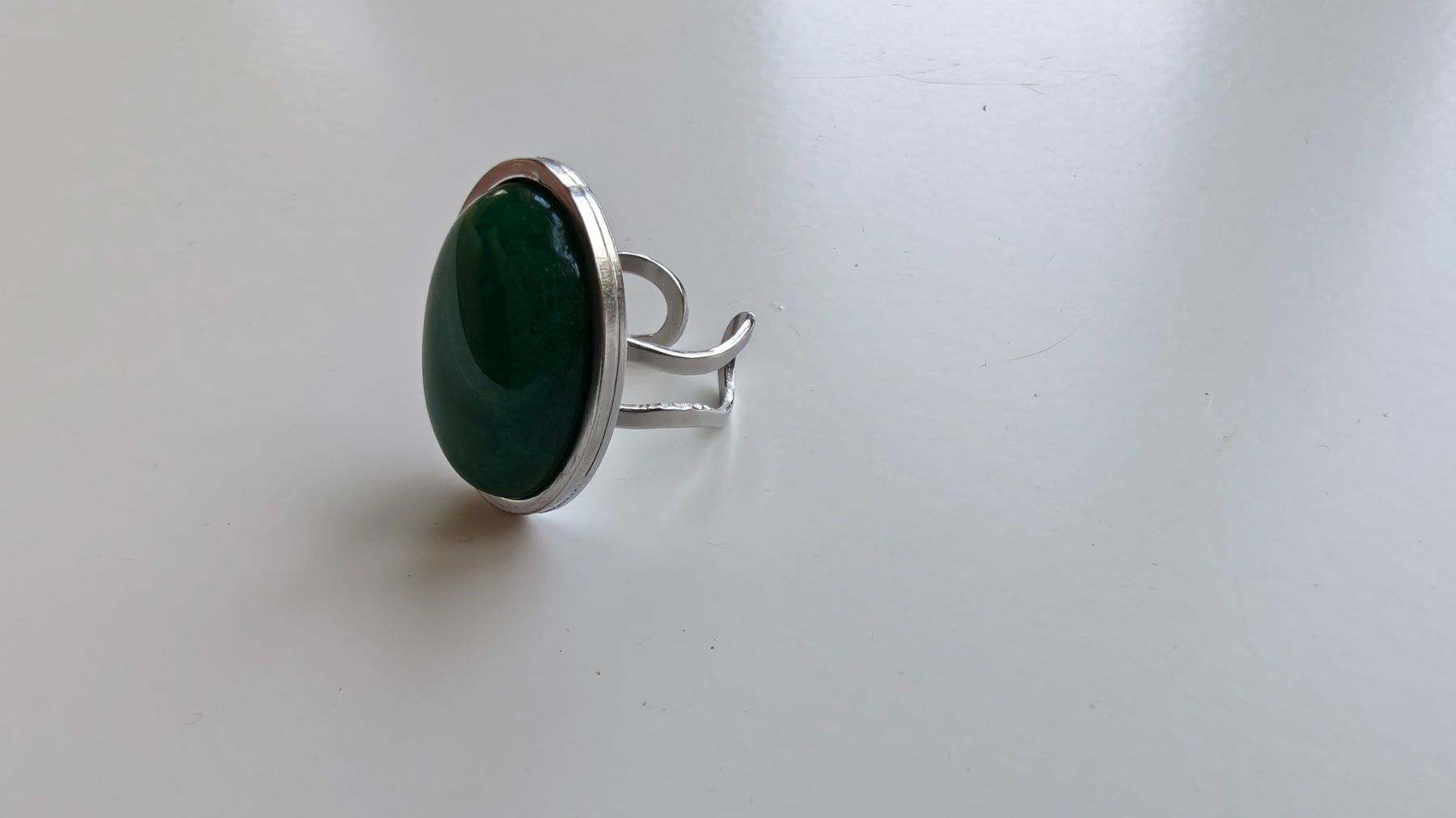 Anelli: Green Jade Stainless Steel Adjustable Ring – Nuovo (secondo la descrizione) da Allschwil venduto da Jani_Banani 6