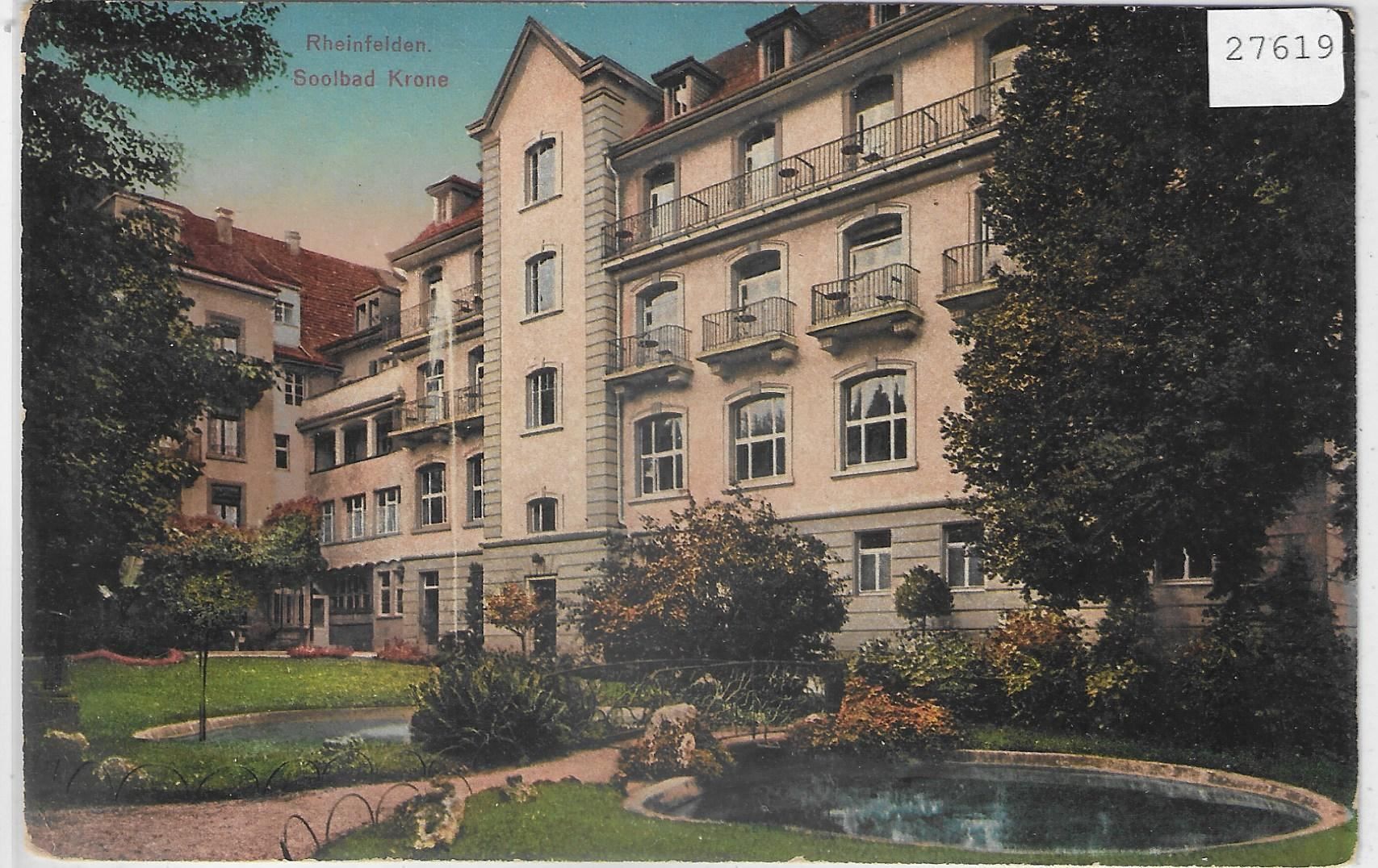 Cartoline postali: Rheinfelden - Soolbad Krone - Litho – Usato da Ettingen venduto da Kartenplanet