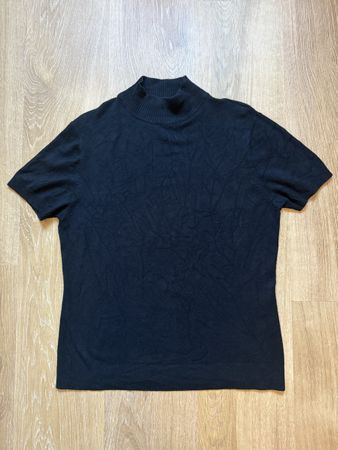 Pull vintage noir manches courtes maille Modeva, t.M/38 