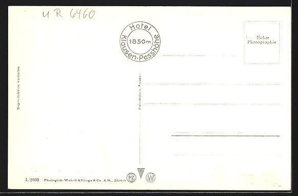 Cartoline postali: Klausenpasshöhe, Hotel Klausenpasshöhe – Usato da Berlin venduto da bartko-reher 1