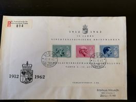 Liechtenstein: R-Brief mit Jubiläumsblock 1962