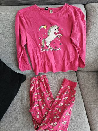 Pyjama Set bonprix Einhorn Motiv pink Grösse 140/146