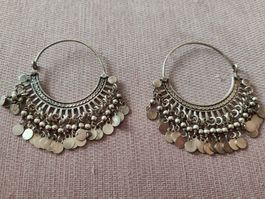 Indische Statement-Creolen, versilbert oder Silber