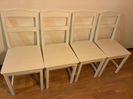 4 Stühle Holz weiss 4er Set mit Gebrauchsspuren