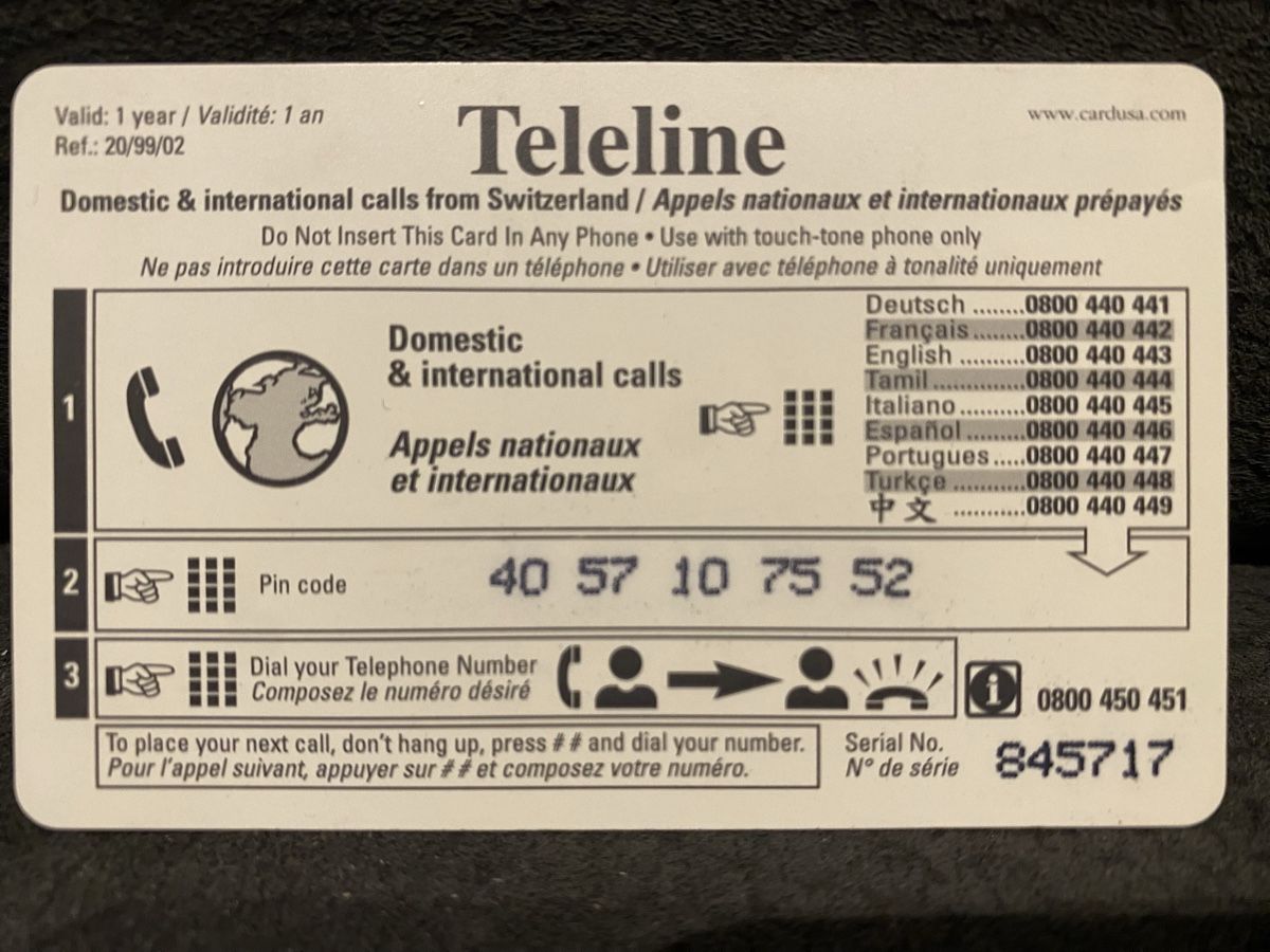 Cartes de téléphone: Teleline – D'occasion à Lausanne par babacard10 1