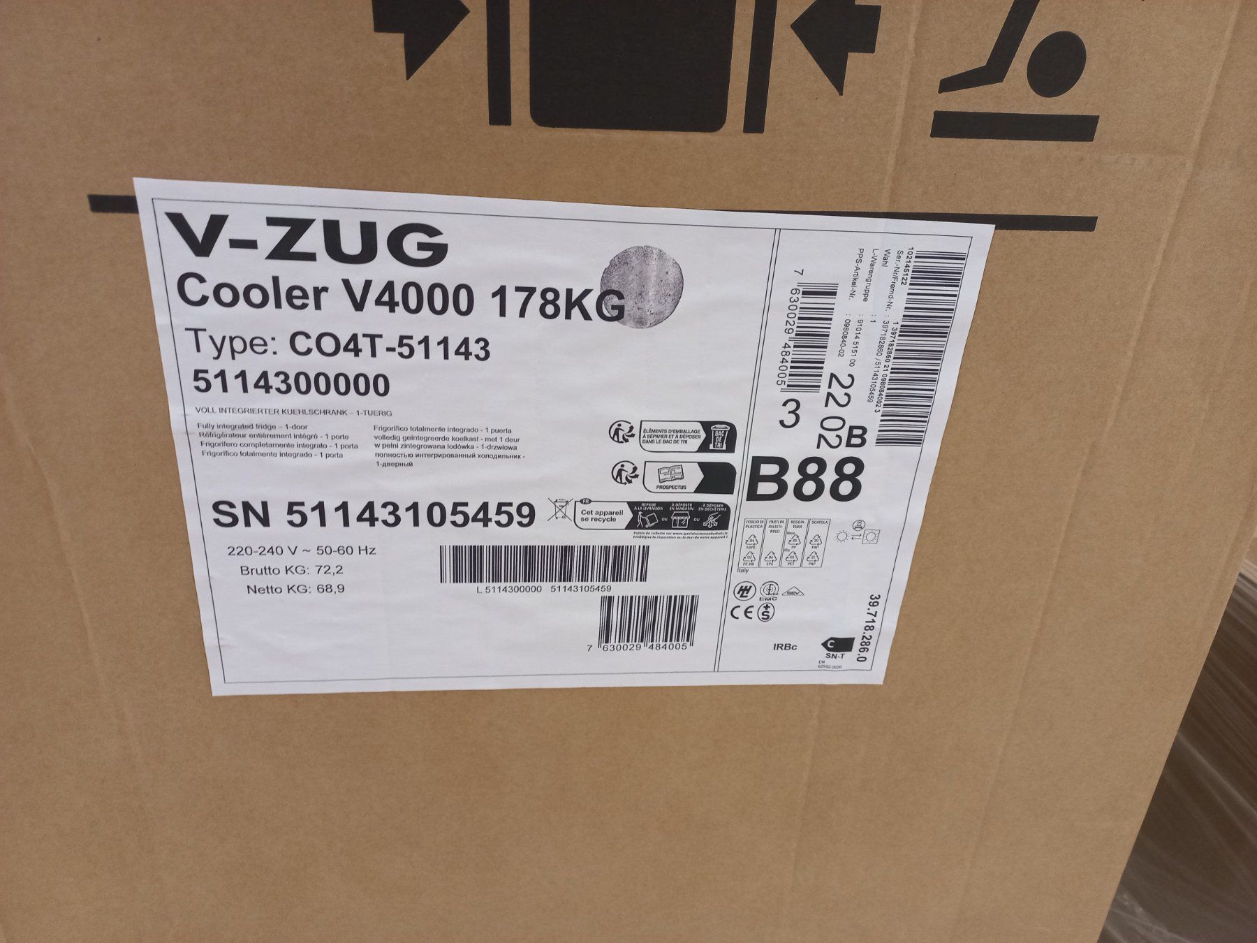 Frigoriferi: V-Zug Cooler V4000 178KG – Usato da Bremgarten AG venduto da Huesser_IA 2