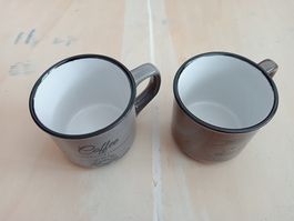 2er Set Tassen „Coffee“ Grau/Braun - Herbst-Hit!