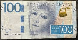 Schwedische 100 Kronen Note - Greta Garbo - Top Zustand!