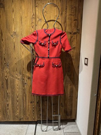 Sublime Robe GUCCI - Laine et Soie Rouge à Liserés - Style 6