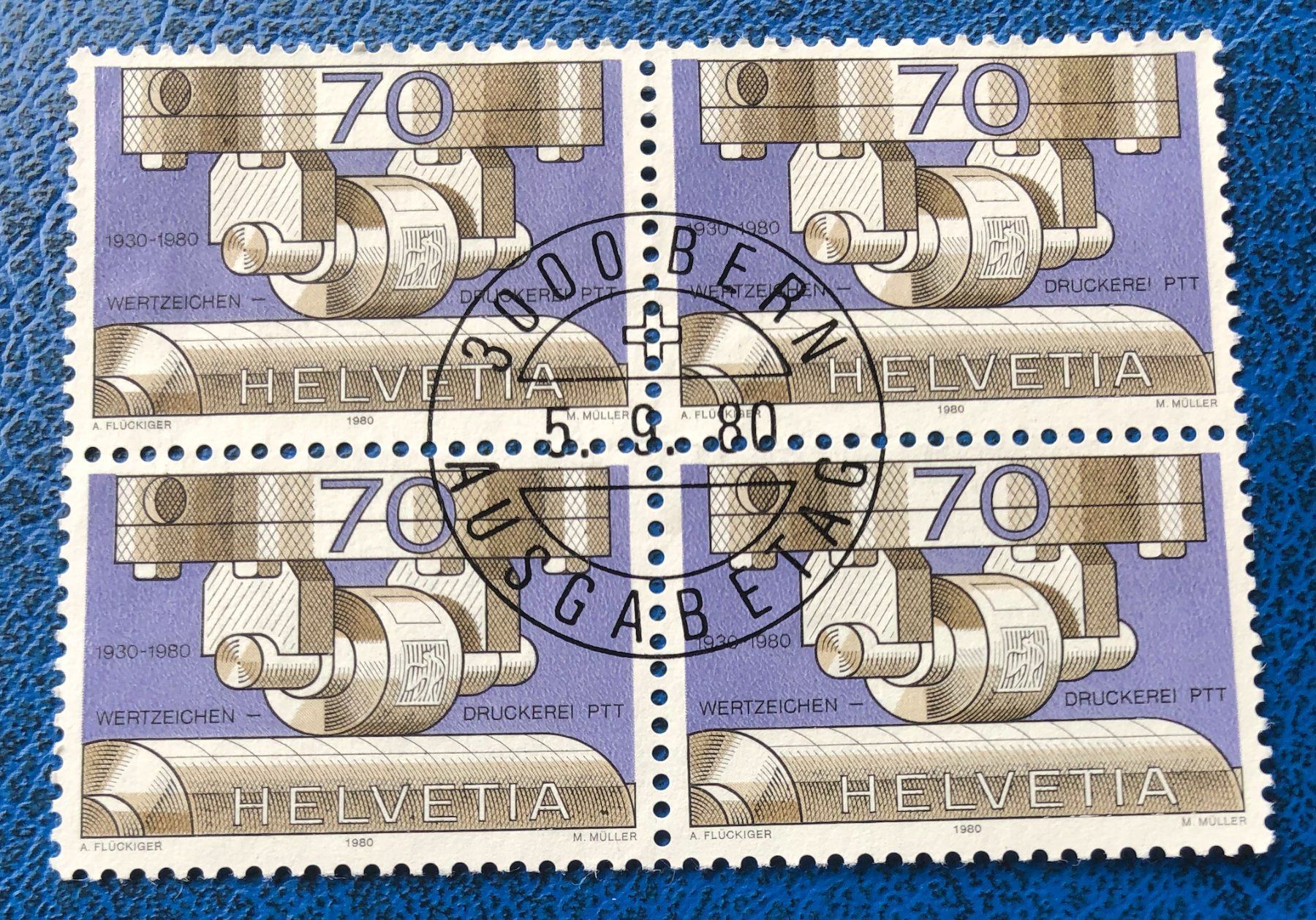Tutti i francobolli: 4 er Block Nr.647 mit Vollstempel Bern – Usato da Aarau venduto da Billa007