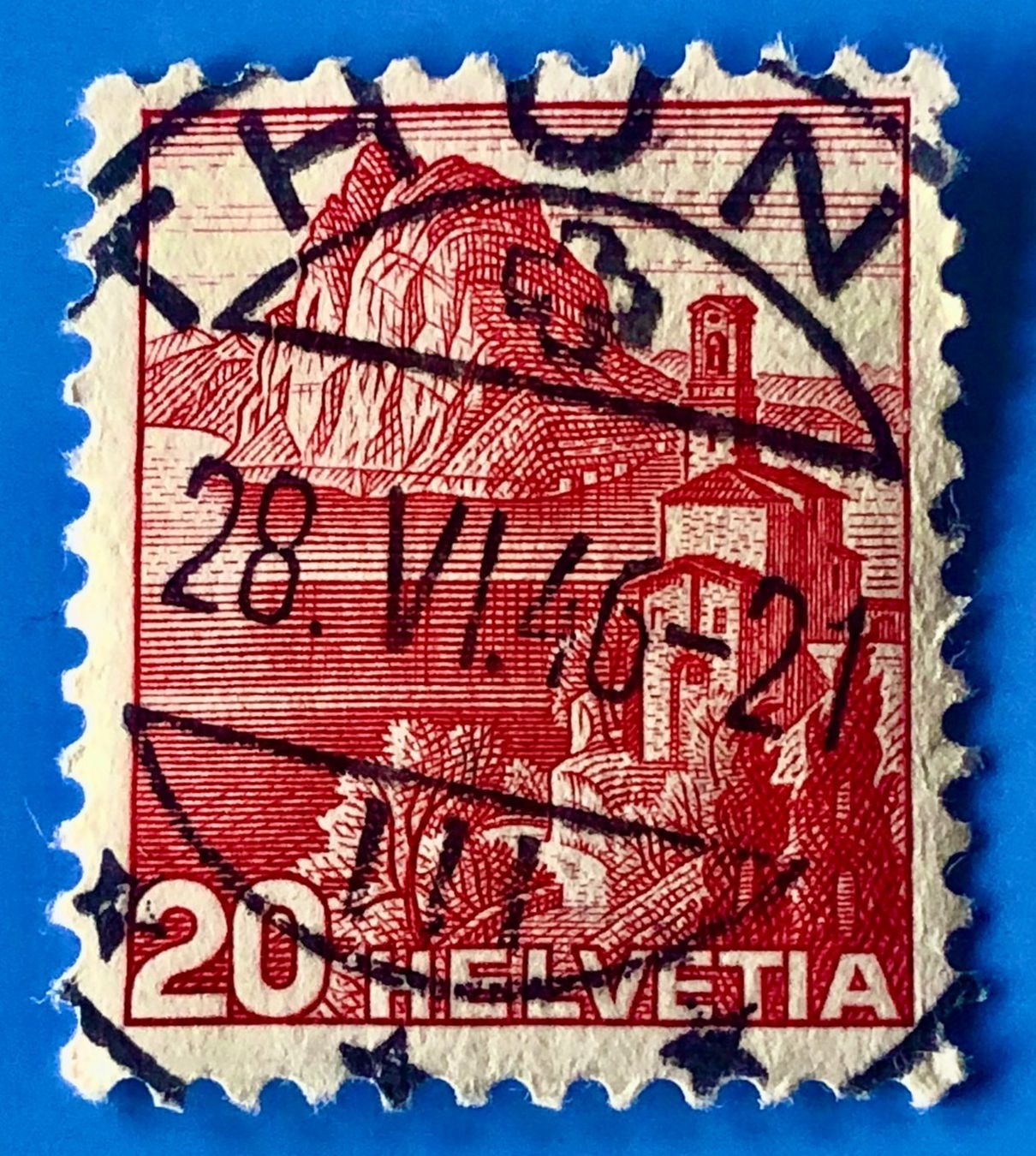 Tutti i francobolli: Nr.215 Landschaftsbilder Stempel  Thun – Usato da Aarau venduto da Billa007