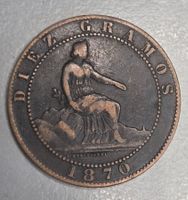Münze 10 Centimos 1870 Spanien